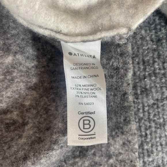 Athleta Two Tone Gray Merino Wool Blend Solid Turtleneck‎ Ribbed Sweater Size S - Picture 4 of 7